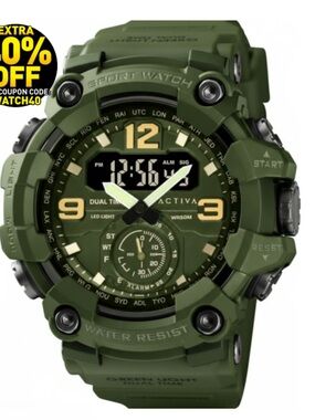 NIB Activa Vextron X Invicta Digital Men's Watch - 52mm, Army Green